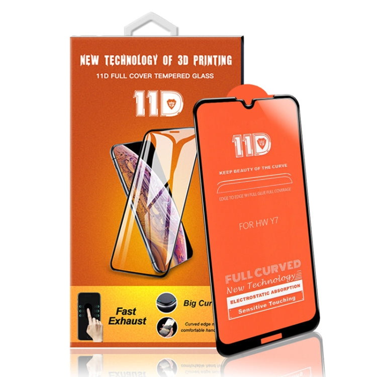 mietubl Scratchproof 11D HD Full Glue Full Curved Screen Tempered Glass Film for Huawei Y7 Pro (2019)(Black)