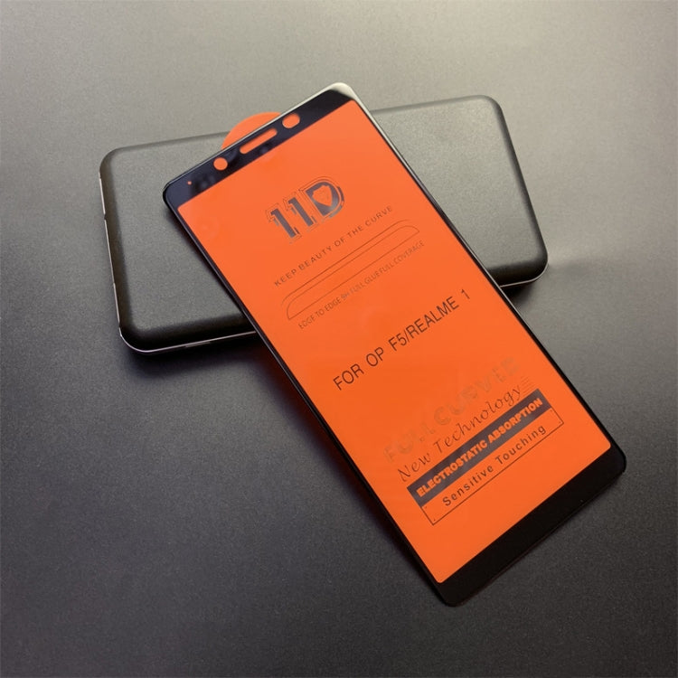 mietubl Scratchproof 11D HD Full Glue Full Curved Screen Tempered Glass Film for OPPO F5 / Realme 1(Black)