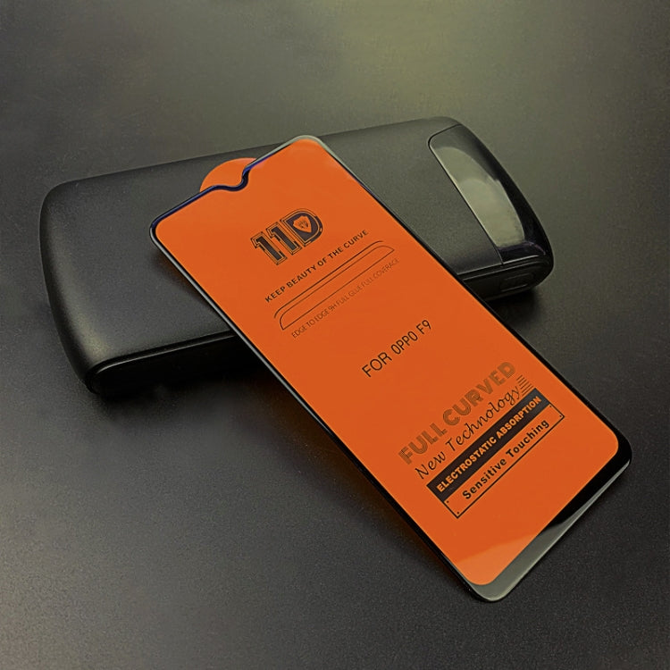 25 PCS mietubl Scratchproof 11D HD Full Glue Full Curved Screen Tempered Glass Film for OPPO F9(Black)