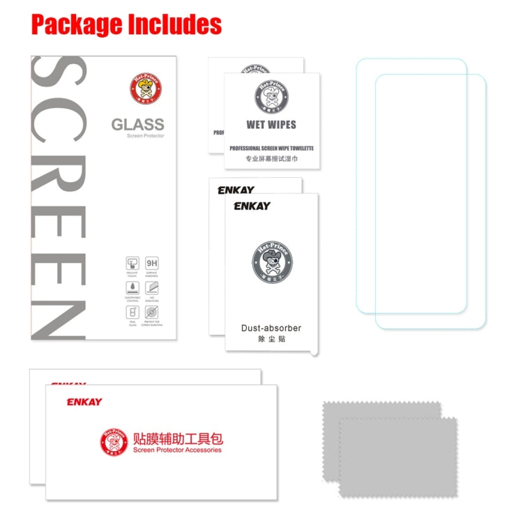 2 PCS ENKAY Hat-Prince 0.26mm 9H 2.5D Curved Edge Tempered Glass Film for Motorola P40