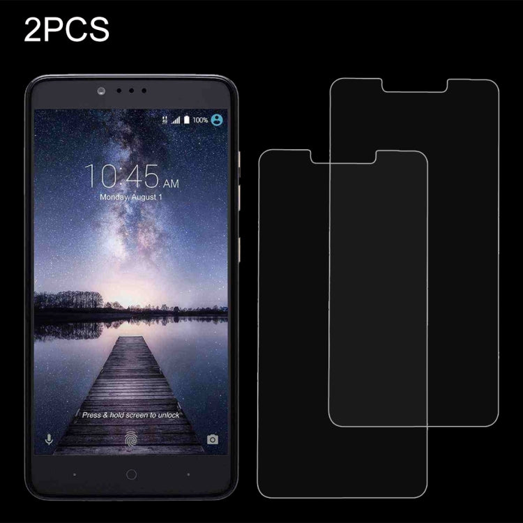 2 PCS for ZTE Zmax Pro 0.3mm 9H Surface Hardness Explosion-proof Non-full Screen Tempered Glass Screen Film