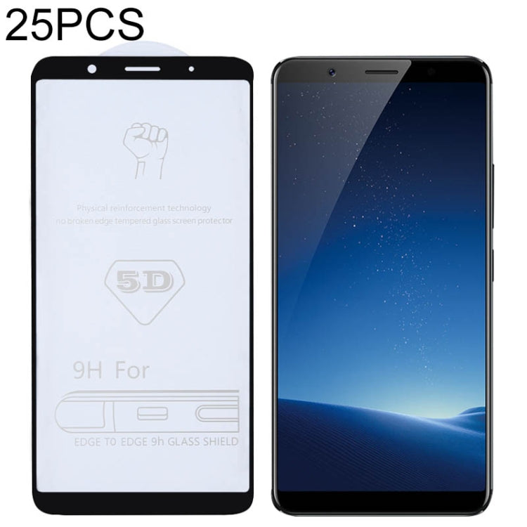 25 PCS 9H 5D Full Glue Full Screen Tempered Glass Film for Vivo X20