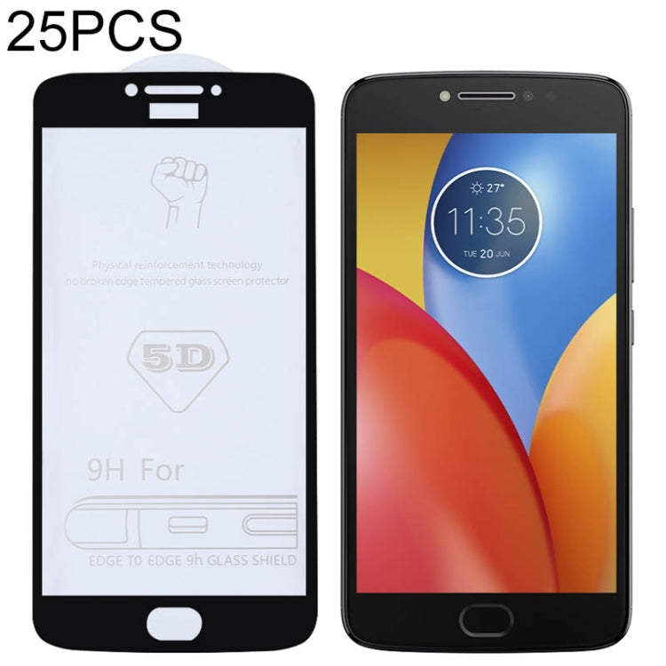 25 PCS 9H 5D Full Glue Full Screen Tempered Glass Film for Motorola Moto E4 Plus