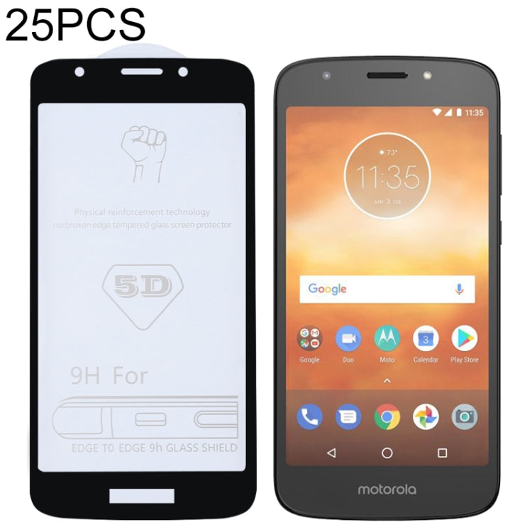 25 PCS 9H 5D Full Glue Full Screen Tempered Glass Film for Motorola Moto E5 Play