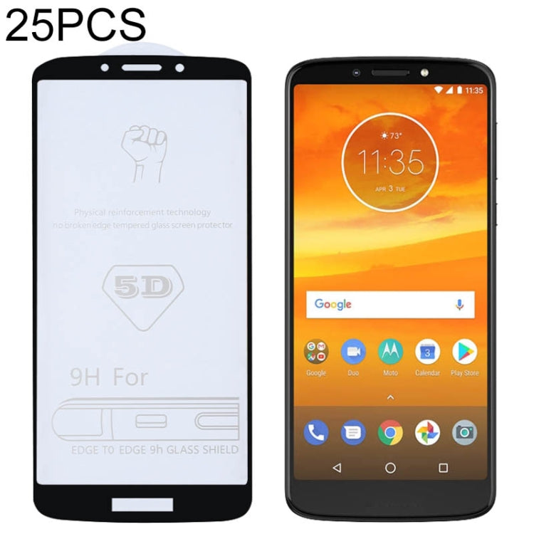 25 PCS 9H 5D Full Glue Full Screen Tempered Glass Film for Motorola Moto E5 Plus