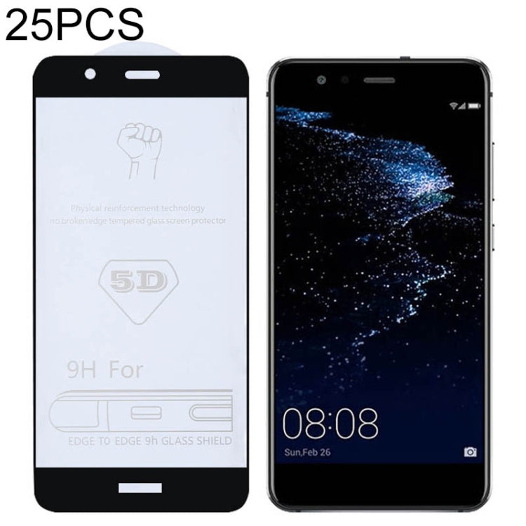 25 PCS 9H 5D Full Glue Full Screen Tempered Glass Film for Huawei P10 Lite