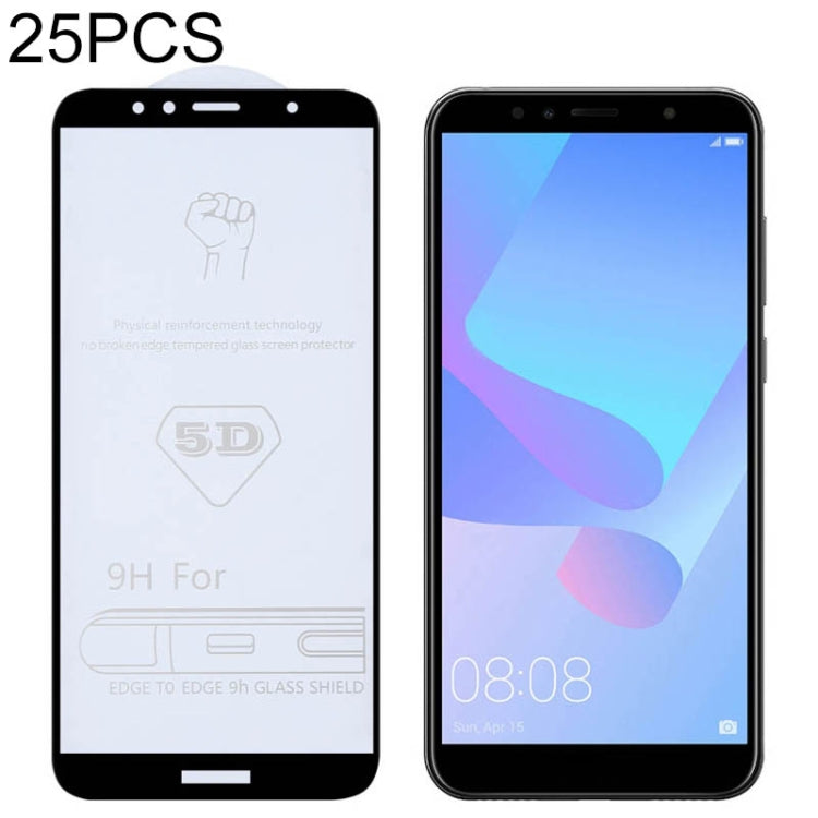 25 PCS 9H 5D Full Glue Full Screen Tempered Glass Film for Huawei Y6 (2018) / Enjoy 8e