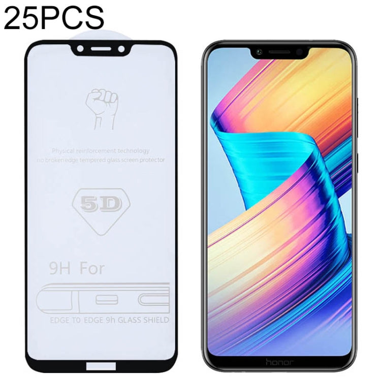 25 PCS 9H 5D Full Glue Full Screen Tempered Glass Film for Huawei Honor Play
