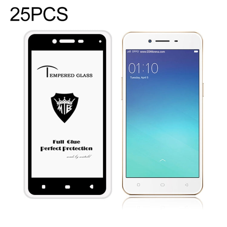 25 PCS MIETUBL Full Screen Full Glue Anti-fingerprint Tempered Glass Film for OPPO A37(Black)