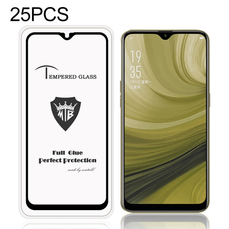 25 PCS MIETUBL Full Screen Full Glue Anti-fingerprint Tempered Glass Film for OPPO F11(Black)