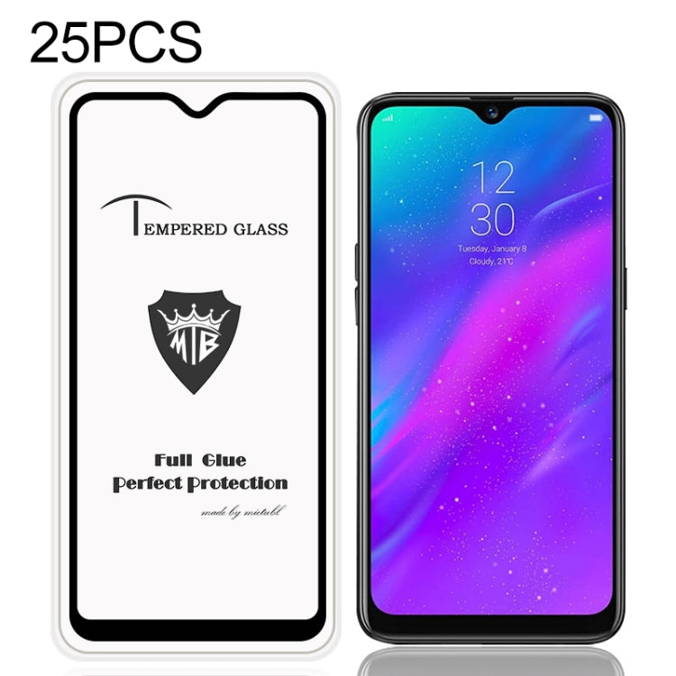 25 PCS MIETUBL Full Screen Full Glue Anti-fingerprint Tempered Glass Film for OPPO Realme 3(Black)