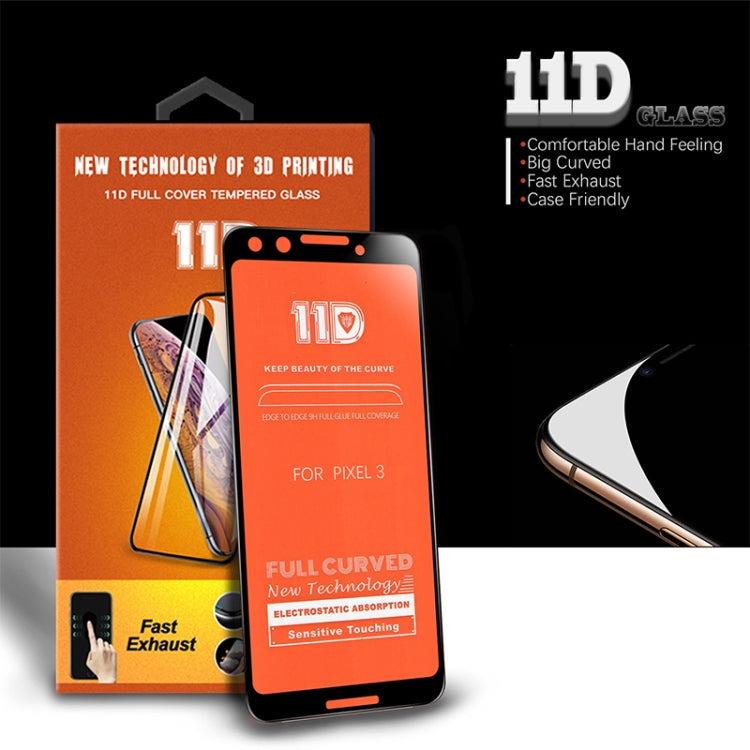 mietubl Scratchproof 11D HD Full Glue Full Curved Screen Tempered Glass Film for Google Pixel 3(Black)