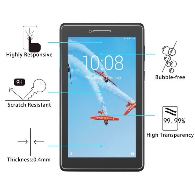 0.4mm 9H Surface Hardness Full Screen Tempered Glass Film for Lenovo Tab E7