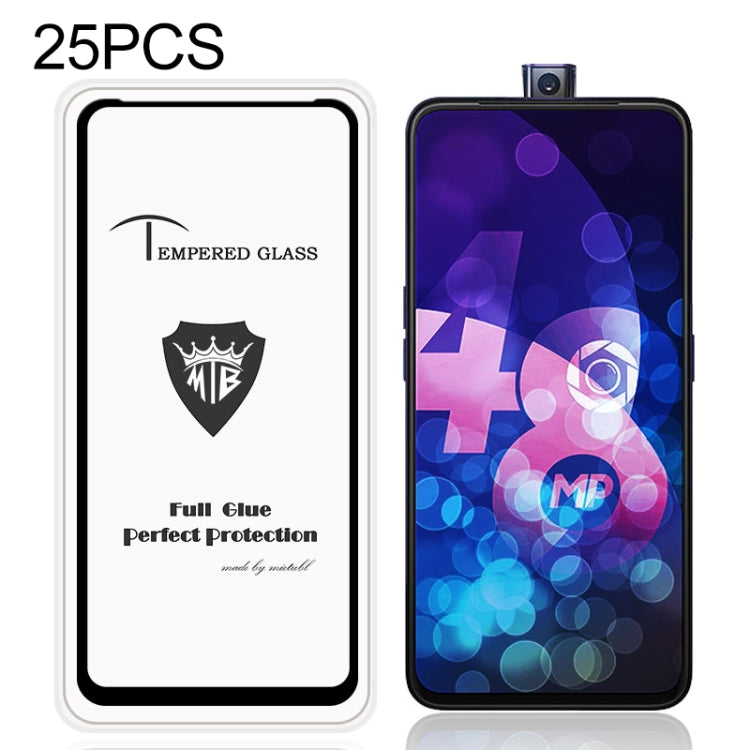 25 PCS MIETUBL Full Screen Full Glue Anti-fingerprint Tempered Glass Film for Vivo V15 (Black)