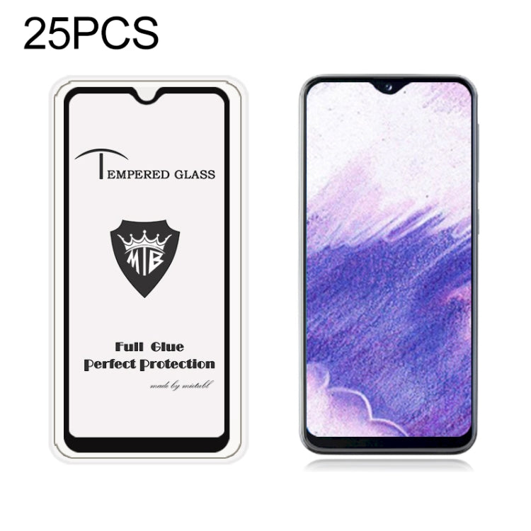 25 PCS MIETUBL Full Screen Full Glue Anti-fingerprint Tempered Glass Film for Galaxy A20e (Black)