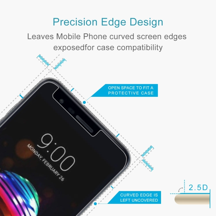 100 PCS 0.26mm 9H 2.5D Tempered Glass Film for LG K10 (2018)
