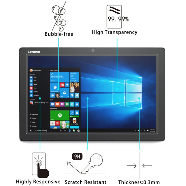 For Lenovo Miix 5 0.3mm 9H Surface Hardness Tempered Glass Screen Protector