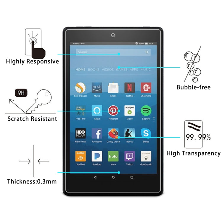 0.3mm 9H Full Screen Tempered Glass Film for Amazon Kindle Fire HD 8 2016