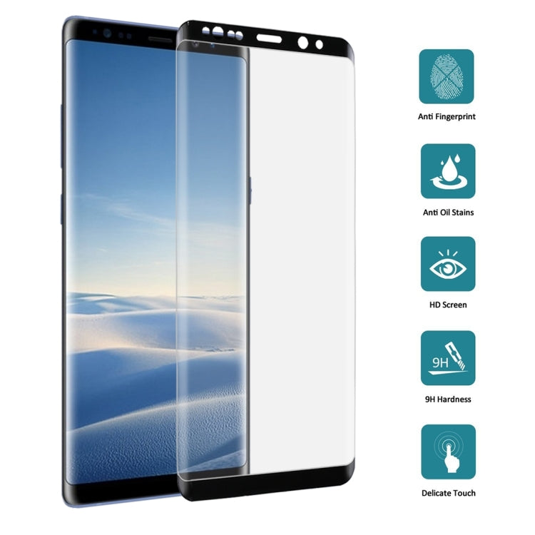 25 PCS For Galaxy Note 8 0.3mm 9H Surface Hardness 3D Explosion-proof Full Screen Tempered Glass Film (Black)
