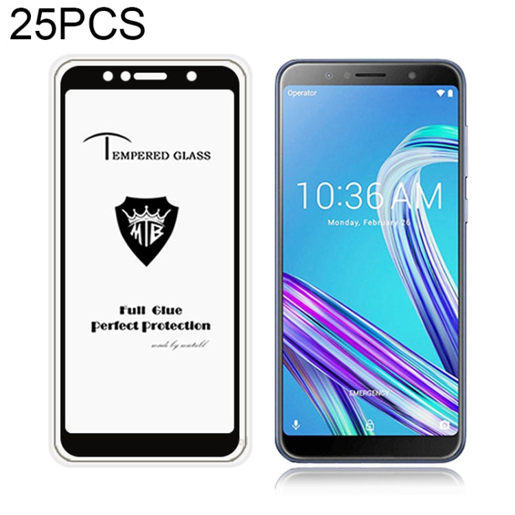 25 PCS Full Screen Full Glue Anti-fingerprint Tempered Glass Film for Asus Zenfone Max Pro (M1) ZB601KL (Black)