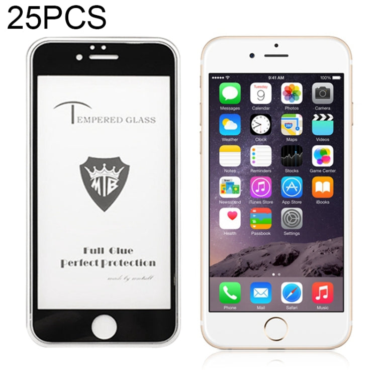 25 PCS Full Screen Full Glue Anti-fingerprint Tempered Glass Film for iPhone 6 Plus & 6s Plus
