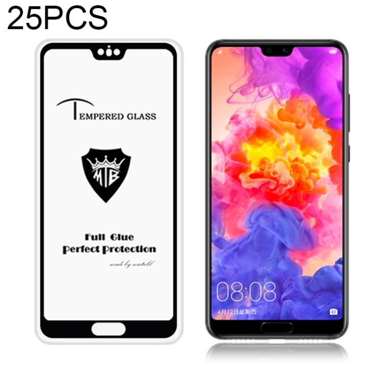 25 PCS MIETUBL Full Screen Full Glue Anti-fingerprint Tempered Glass Film for Huawei P20 Pro (Black)