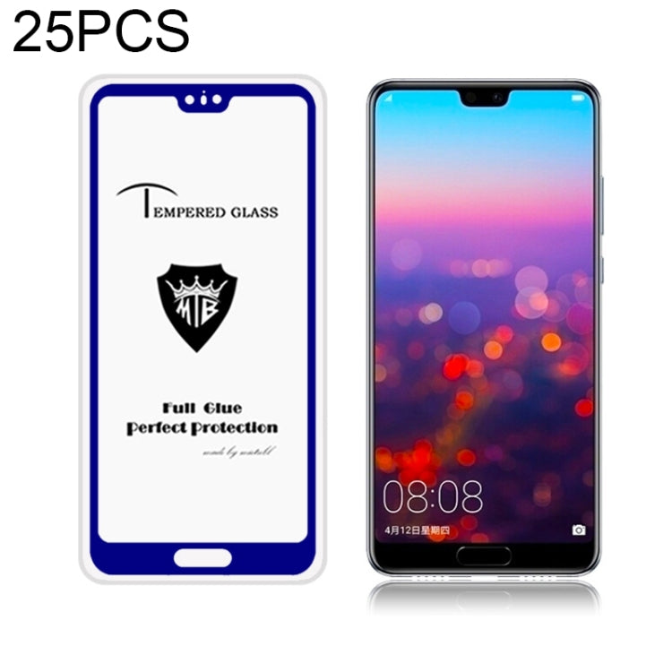 25 PCS MIETUBL Full Screen Full Glue Anti-fingerprint Tempered Glass Film for Huawei P20 (Blue)