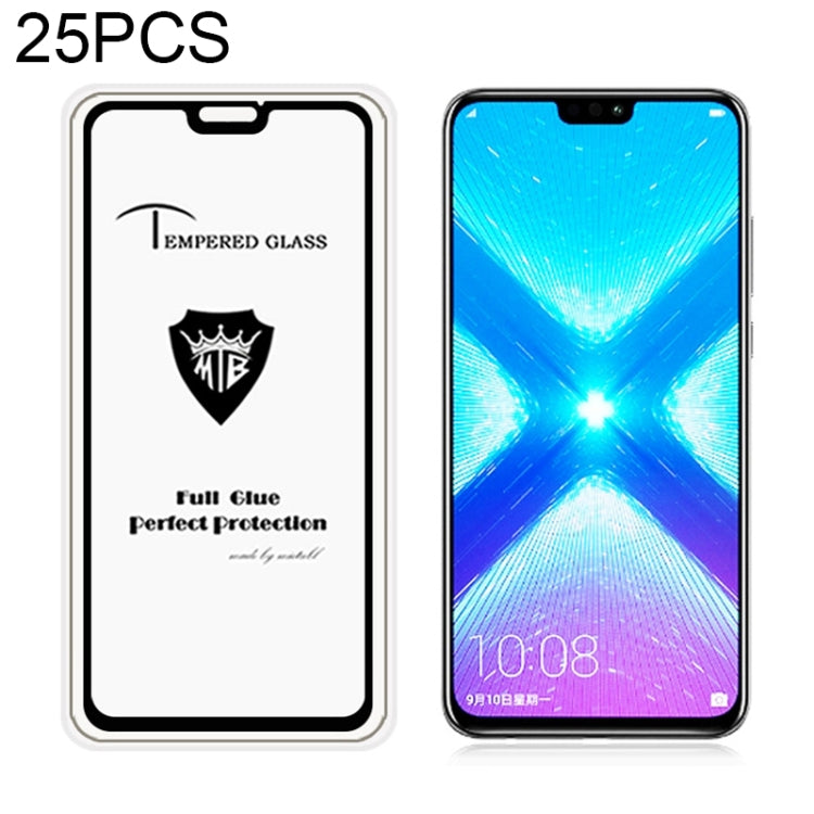 25 PCS MIETUBL Full Screen Full Glue Anti-fingerprint Tempered Glass Film for Huawei Honor 8X (Black)