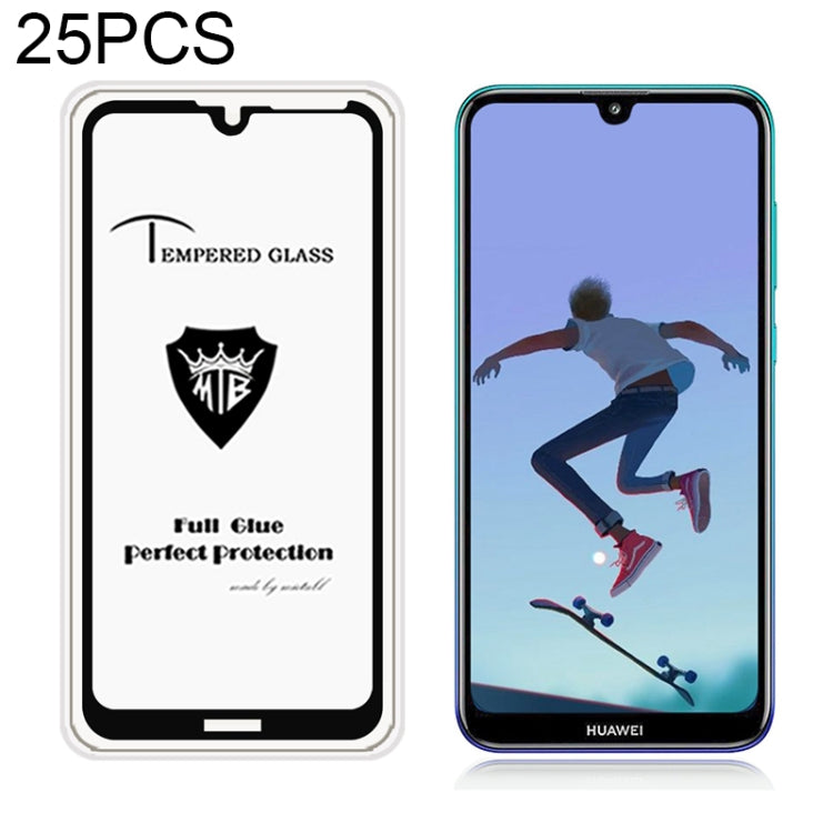 25 PCS MIETUBL Full Screen Full Glue Anti-fingerprint Tempered Glass Film for Huawei Y7 Prime (2019) (Black)