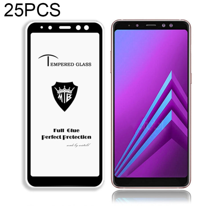 25 PCS MIETUBL Full Screen Full Glue Anti-fingerprint Tempered Glass Film for Galaxy A8+ (2018) (Black)