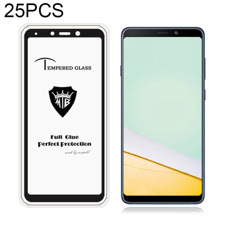 25 PCS MIETUBL Full Screen Full Glue Anti-fingerprint Tempered Glass Film for Galaxy A9 (2018) (Black)