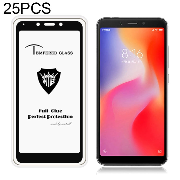 25 PCS MIETUBL Full Screen Full Glue Anti-fingerprint Tempered Glass Film for Xiaomi Redmi 6A (Black)