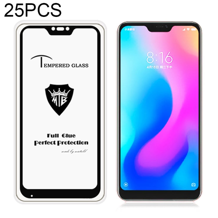25 PCS MIETUBL Full Screen Full Glue Anti-fingerprint Tempered Glass Film for Xiaomi Redmi 6 Pro / Mi A2 lite (Black)