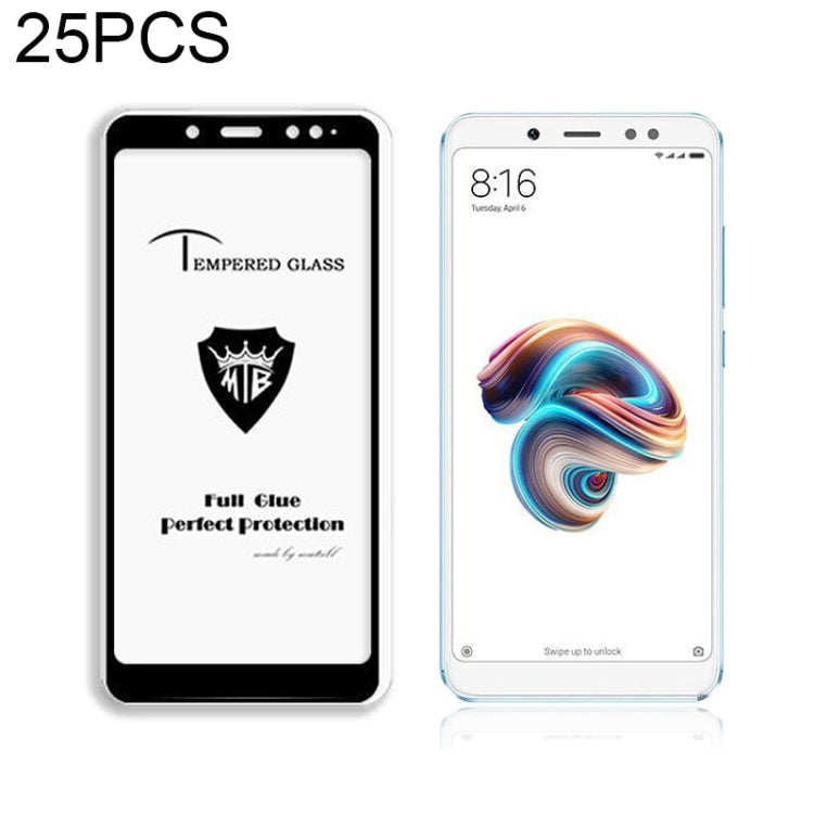 25 PCS MIETUBL Full Screen Full Glue Anti-fingerprint Tempered Glass Film for Xiaomi Redmi Note 5 Pro