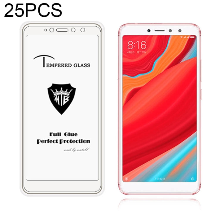 25 PCS MIETUBL Full Screen Full Glue Anti-fingerprint Tempered Glass Film for Xiaomi Redmi S2