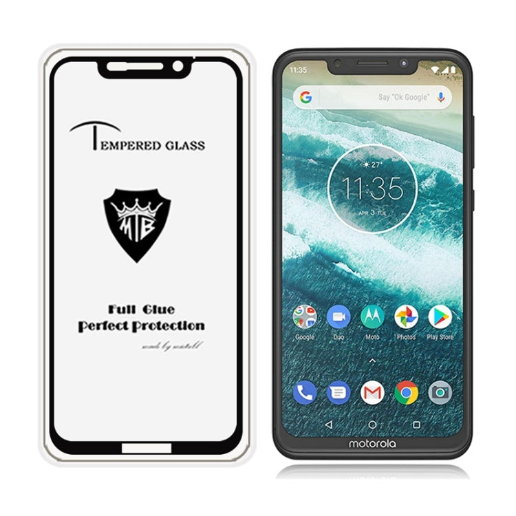 MIETUBL Full Screen Full Glue Anti-fingerprint Tempered Glass Film for Motorola One Power / P30 Note (Black)