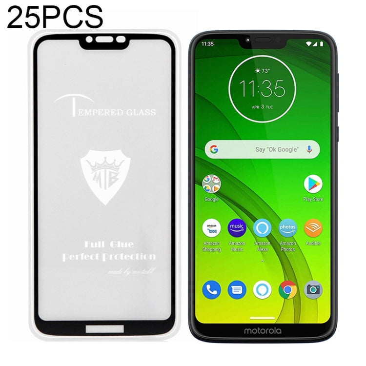 25 PCS MIETUBL Full Screen Full Glue Anti-fingerprint Tempered Glass Film for Motorola Moto G7 Power (Black)