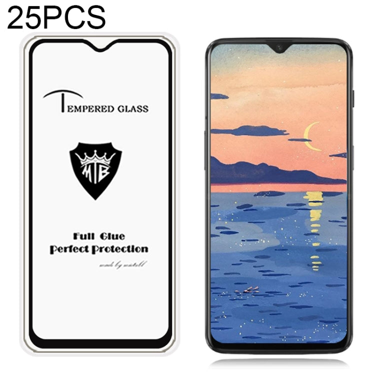 25 PCS MIETUBL Full Screen Full Glue Anti-fingerprint Tempered Glass Film for OnePlus 6T (Black)