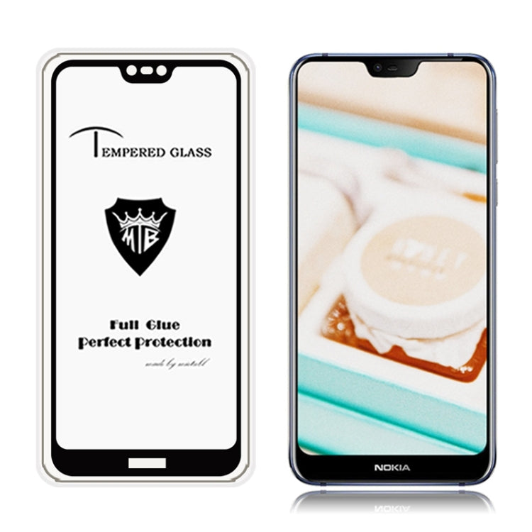 MIETUBL Full Screen Full Glue Anti-fingerprint Tempered Glass Film for Nokia 7.1 (Black)