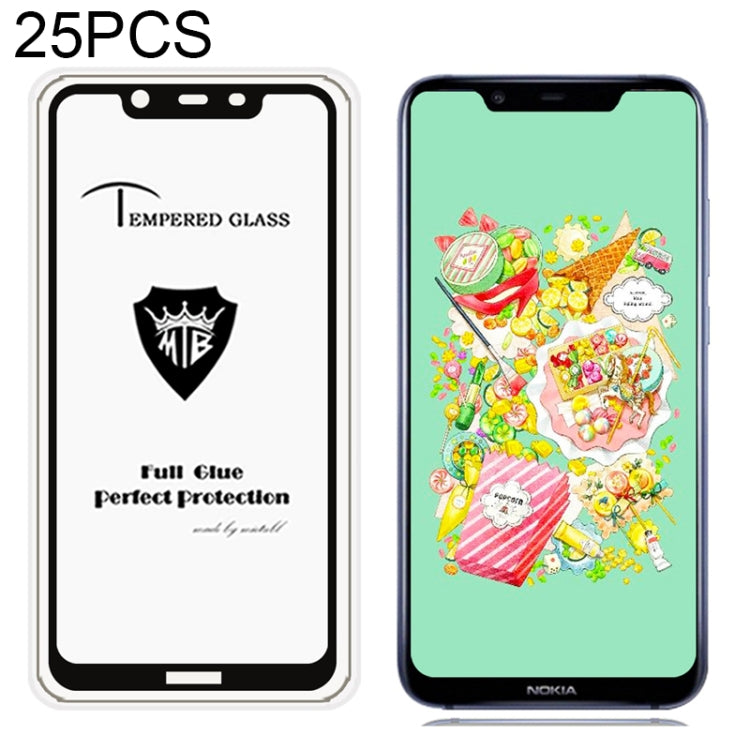 25 PCS MIETUBL Full Screen Full Glue Anti-fingerprint Tempered Glass Film for Nokia 8.1 / X7 (Black)