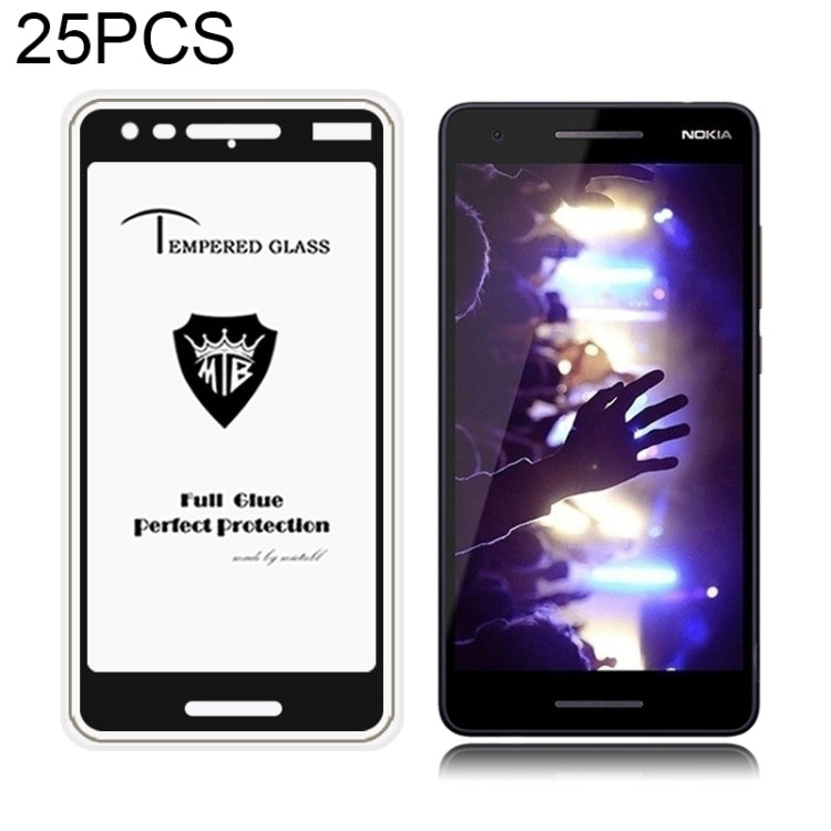 25 PCS MIETUBL Full Screen Full Glue Anti-fingerprint Tempered Glass Film for Nokia 2.1 (Black)