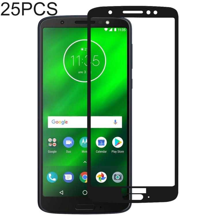 25 PCS Full Glue Full Cover Screen Protector Tempered Glass film for Motorola Moto G6 Plus