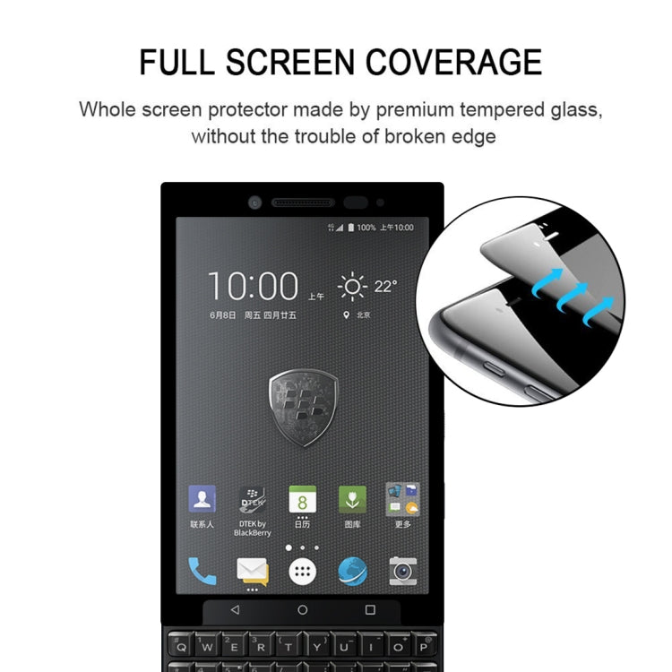 0.3mm 9H Surface Hardness 2.5D Silk-screen Full Screen Tempered Glass Film for BlackBerry KEY2(Black)