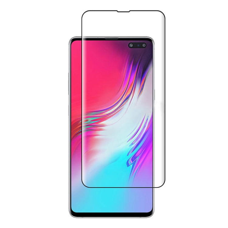 For Galaxy S10 5G 0.3mm 9H Surface Hardness 3D Curved Edge Glue Curved Full Screen Tempered Glass Film, Fingerprint Unlock Is Supported(Black)