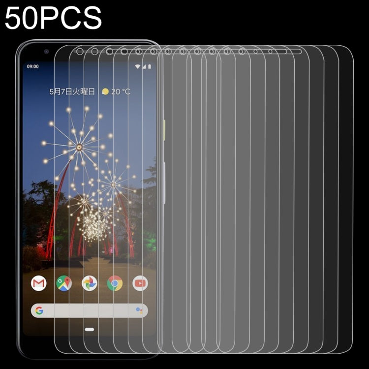 50 PCS 0.26mm 9H 2.5D Tempered Glass Film for Google Pixel 3A XL