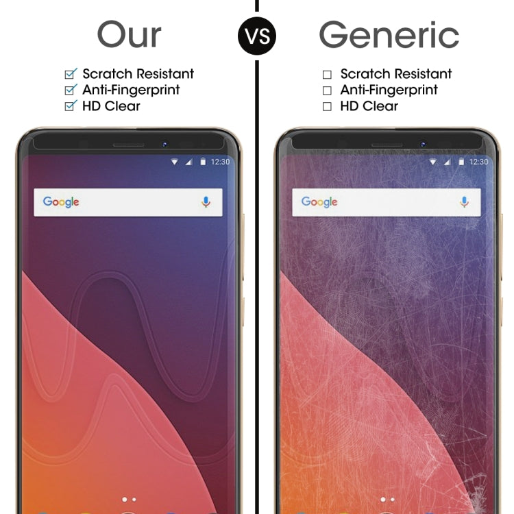 2 PCS for Wiko View 0.26mm 9H Surface Hardness 2.5D Curved Edge Tempered Glass Front Screen Protector