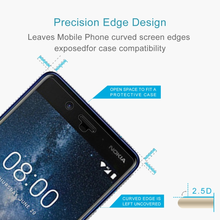 Nokia 8 0.26mm 9H Surface Hardness 2.5D Curved Edge Tempered Glass Screen Protector