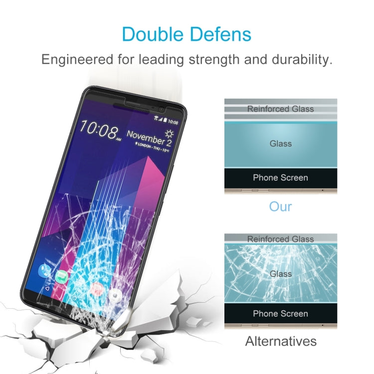 100 PCS for HTC U11+ 0.26mm 9H Surface Hardness 2.5D Curved Edge Tempered Glass Screen Protector