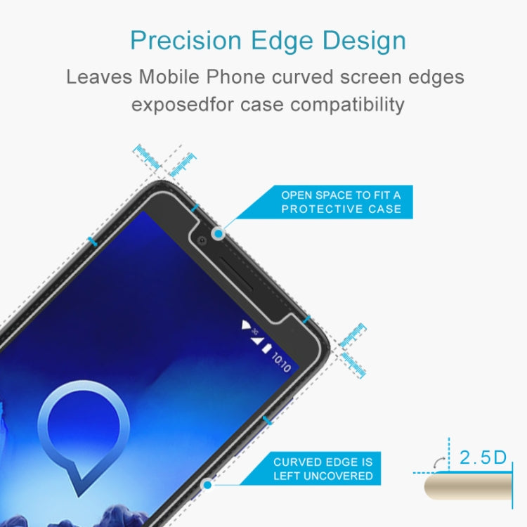 50 PCS For Alcatel 1C 2.5D Non-Full Screen Tempered Glass Film