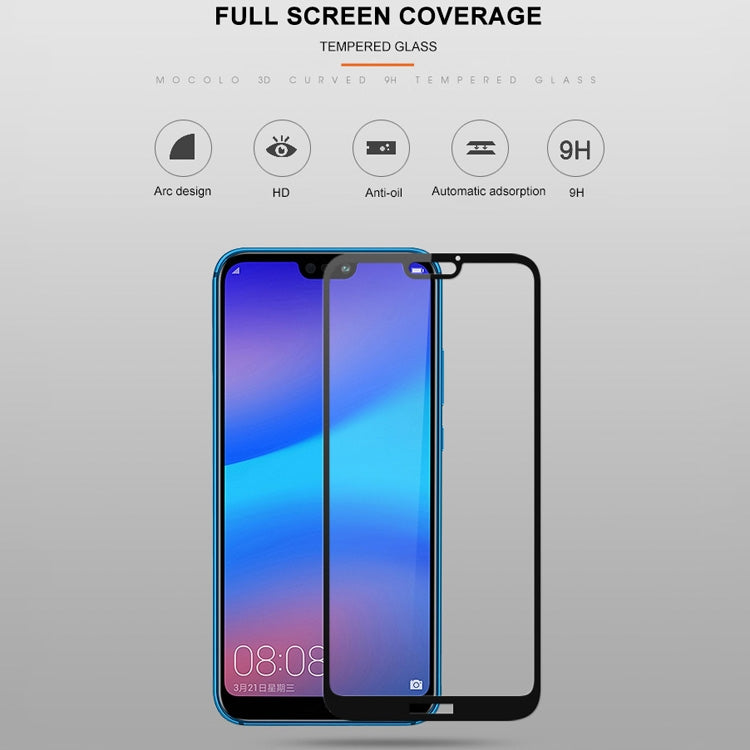 mocolo 0.33mm 9H 2.5D Silk Print Tempered Glass Film for Huawei P20 Lite (Black)